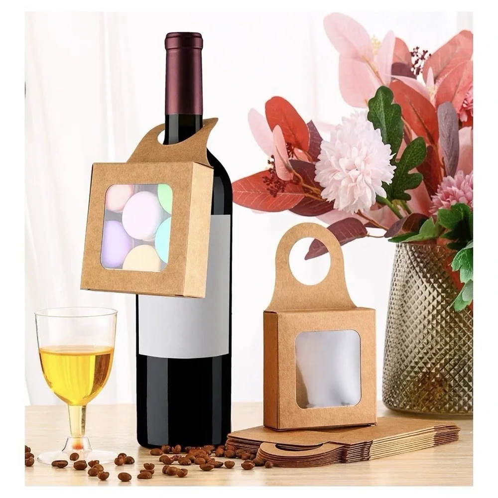25 Count Kraft Paper Wine Bottle Boxes 4x2.4x1.2